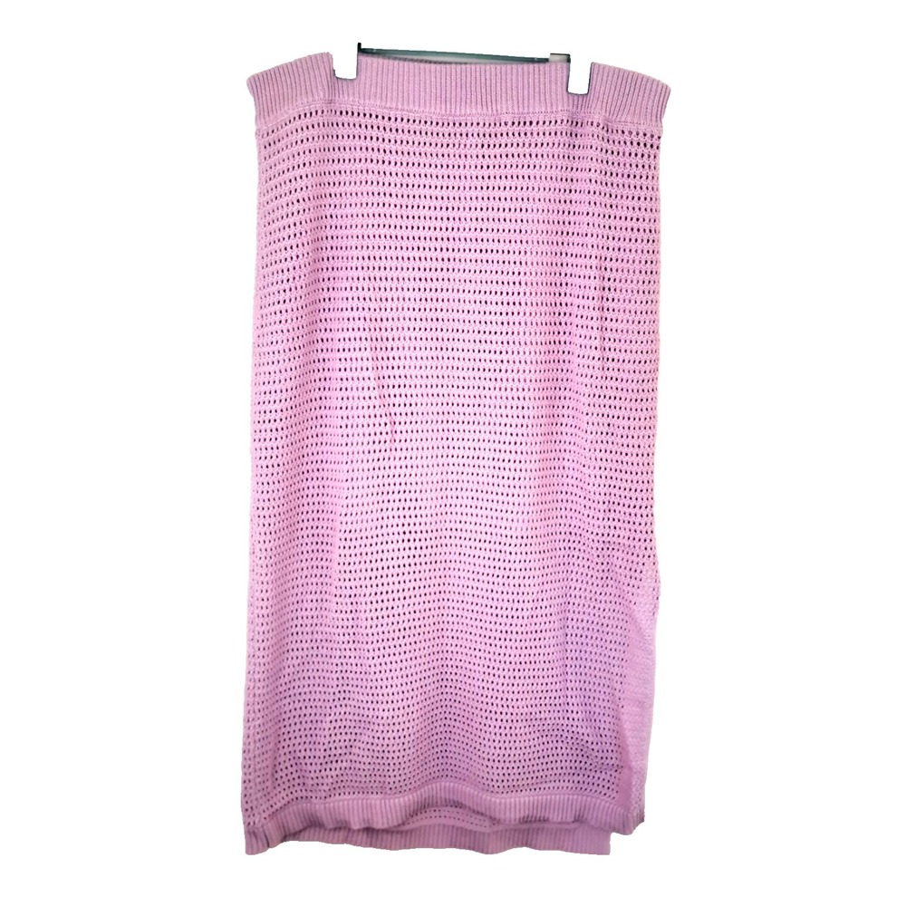 Skies are Blue Chunky‎ Knit Side Slit Midi Skirt Women's L Crochet Pull-on